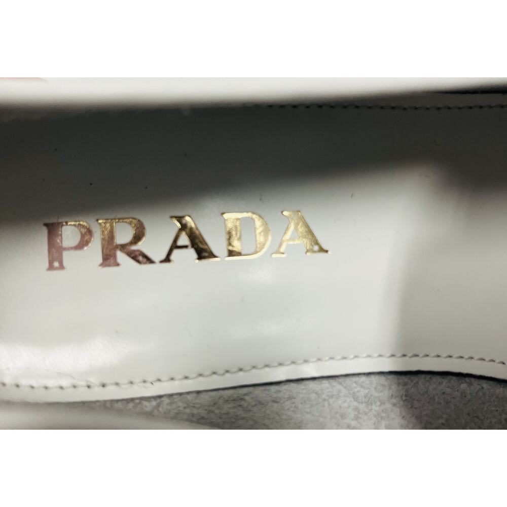 PRADA White Leather Metal Triangle Logo Slip-On Loafers Size 36.5 US 6.5 - Picture 11 of 11